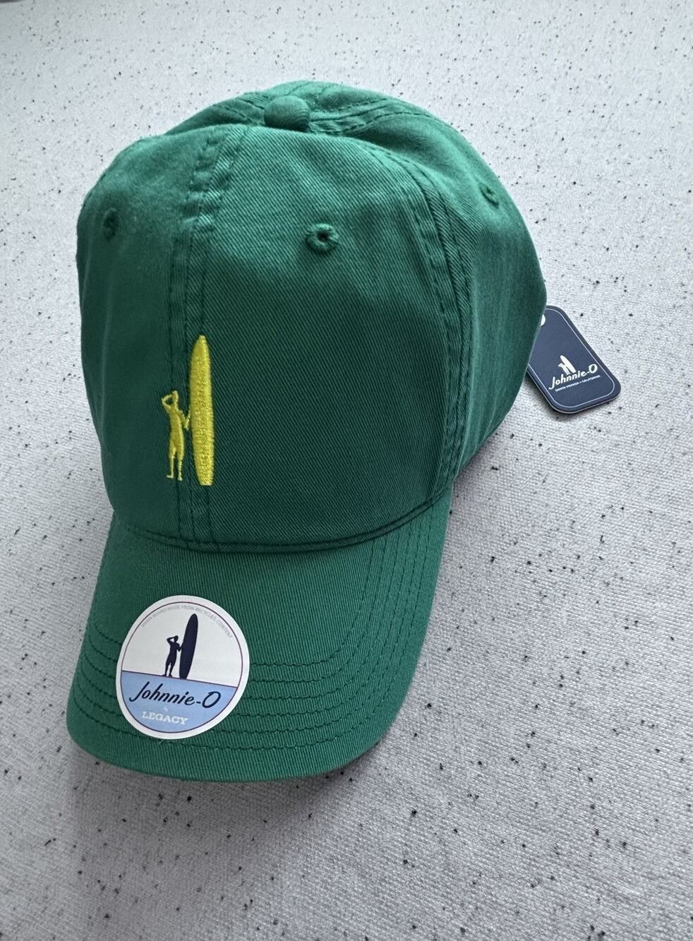 NWT Johnnie-O Legacy Mens Green Cotton Surfer Logo Baseball Hat Strapback OS $35